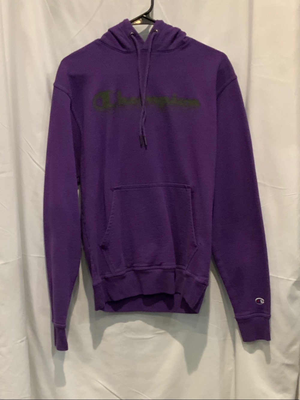 Champion Men’s Purple Pullover Hoodie with Script Logo